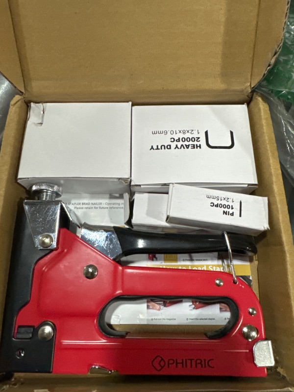 Photo 2 of Upholstery Staple Gun Heavy Duty, PHITRIC 4 in 1 Stapler Gun with 6000 Staples, Power Finish Staplers, Manual Brad Nailer Power Adjustment Furniture Stapler Gun for Wood, Carpentry, Decoration DIY Staple Gun+ 6000 Staples