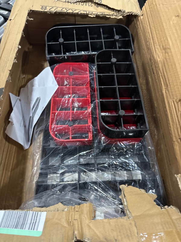 Photo 1 of GYMMAGE Aerobic Exercise Step, Adjustable Aerobic Stepper for Exercise, Workout Step Platform for Step Up, 26.5" Step Deck with 4” 6” 8” Adjustable Height Risers, Women Home Gym Cardio Fitness Red