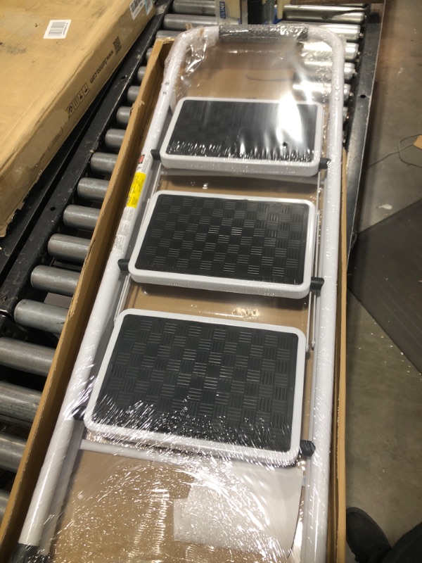 Photo 1 of HBTower 3 Step Ladder, 3 Step Stool for Adults, 3 Step Ladder Folding Step Stool with Cushioned Handle,330 lbs Capacity,Step Ladder with Wide Anti-Slip Pedal Ergonomic Design,White White 3-Step