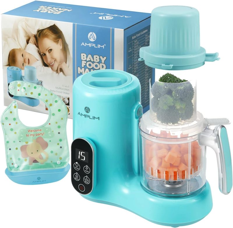 Photo 1 of Amplim Baby Food Maker for Nutritious Homemade Meals | 11-in-1 Processor with Steam, Blend, Puree, Grinder, Chopper, Juicer, Defroster, Reheater, Cook