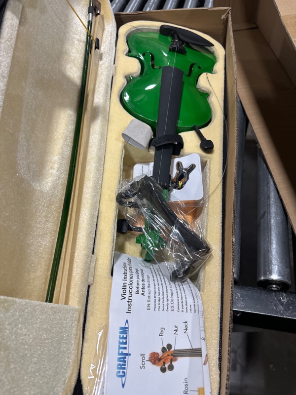 Photo 5 of 1/4 Fiddle Green Colored Premium Violin Outfit for Beginners Adults Kids With 5 Color Fingering Tape- Handcrafted Student Beginner Violin.
