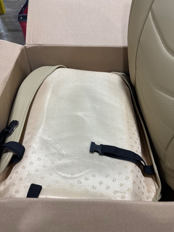 Photo 3 of BLINGBEAR Full Coverage Leather Car Seat Covers 5 Seats Universal Fit for Most Cars Trucks and SUVs with Waterproof Leatherette in Automotive Seat Cover Accessories (Beige) Beige Full Set