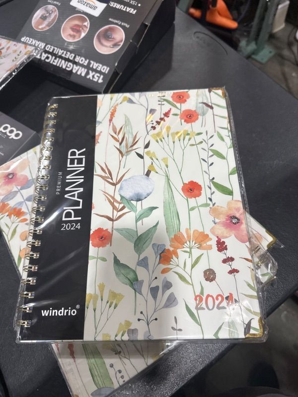 Photo 2 of Planner 2024 Daily Weekly Monthly Teacher Planner, 8.5"x11", Academic Hardcover Planner DEC 2023 to DEC 2024, 13-Month School Organizer, Spiral Notebook with Stickers, Inner Pocket, Coated Tabs Watercolor Flower LARGE: 8.5" x 11"