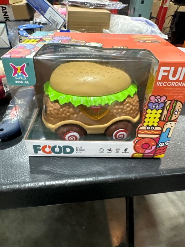 Photo 2 of Aodoll Baby Car Toys, Kids Toys for 3 4 5 6 7 Years Old, Pull Back Vehicles Toys, Boys & Girls Birthday Gift, LED Lights & Music, Cute Hamburger Shape