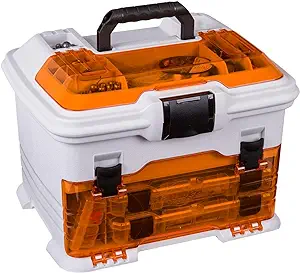 Photo 1 of Flambeau Outdoors T4P Pro Multiloader, Portable Fishing & Tackle Storage Box with Zerust Anti-Corrosion Technology, White/Orange Orange - Pro