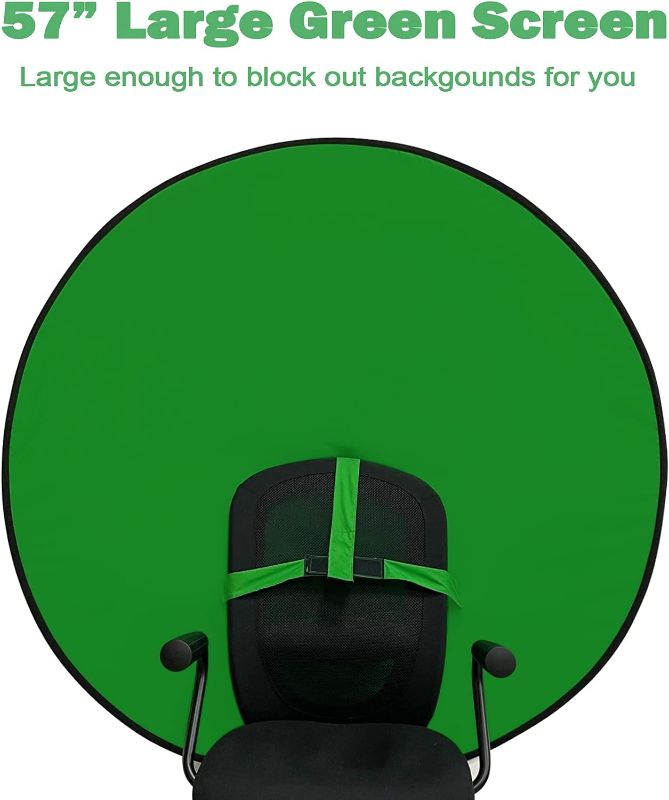 Photo 1 of Sutekus Portable Webcam Background Round Green Screen Chair Backdrop for Home Video Conference Zoom Skype, 57" (Strap)