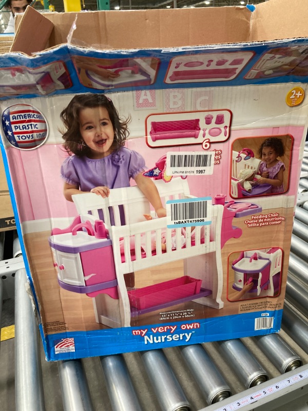 Photo 2 of American Plastic Toys Kids’ My Very Own Nursery Baby Doll Playset, Furniture, Crib, Feeding Station, Learn to Nurture and Care, Durable and BPA-Free Plastic, for Children Ages 2+,Pink