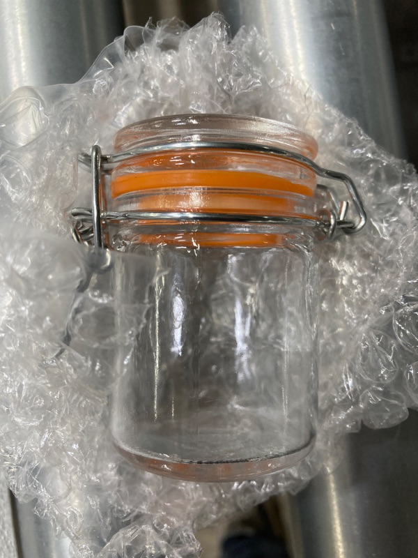 Photo 1 of 1.7 oz Mini Glass Spice Jars with Labels, Small Stash Jars with Airtight Hinged Lid, 12 Pack Empty Spice Bottles with Rubber Gasket for Herb Tea Seasoning Storage