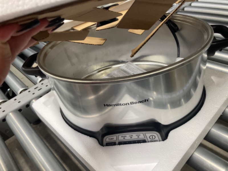 Photo 4 of ***MISSING THE INSIDE COOKER BOWL***Hamilton Beach 7-Quart Programmable Slow Cooker With Flexible Easy Programming, Dishwasher-Safe Crock & Lid, Silver (33473)