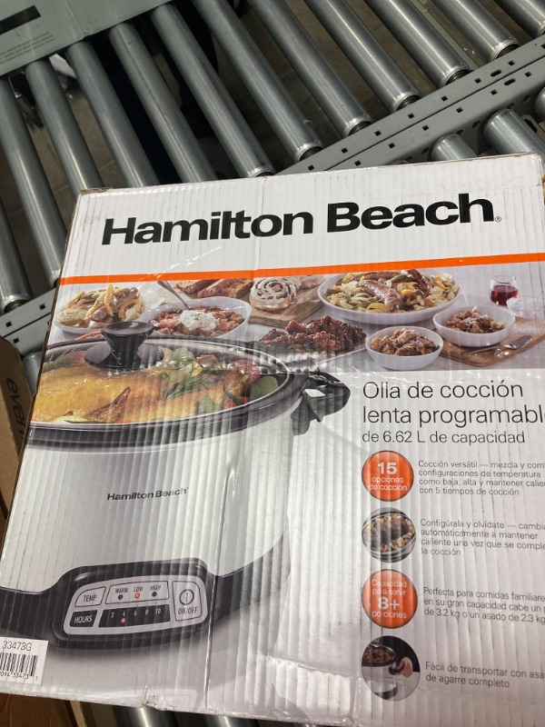 Photo 2 of ***MISSING THE INSIDE COOKER BOWL***Hamilton Beach 7-Quart Programmable Slow Cooker With Flexible Easy Programming, Dishwasher-Safe Crock & Lid, Silver (33473)