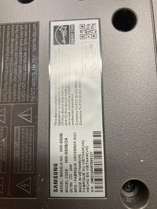 Photo 5 of SAMSUNG HW-S50B/ZA  All-in-One Soundbar w/Dolby 5.1, DTS Virtual:X, Q Symphony, Built in Center Speaker, Adaptive Sound Lite, Bluetooth Multi Connection, 2022 Black