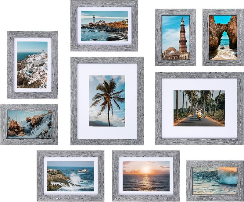 Photo 1 of  Pack Picture Frames Collage Wall Decor, Gallery Wall Frame Set for Wall or Tabletop Display, Multi Sizes with Two 8x10, Four 5x7, and Four 4x6 Photo Frames, Grey **Not Exact Photo**