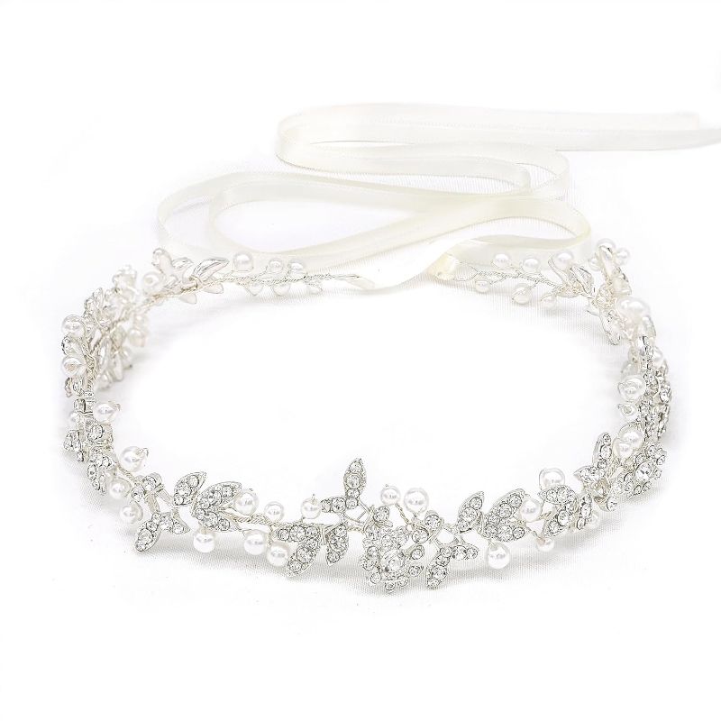 Photo 1 of Bridal Headbands Crystal Pearl Hair Vines Bohemian Style Wedding Headpieces For Bride Wedding Hair Accessories