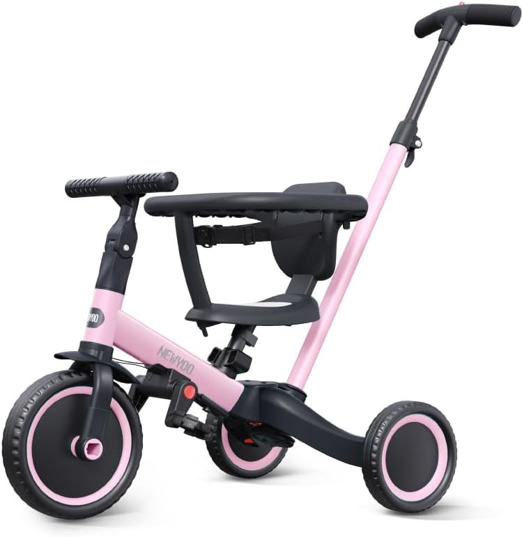 Photo 1 of newyoo 5 in 1 Tricycles for 1-3 Year Olds, Baby Balance Bike, Christmas & Birthday Gift for Boy & Girl, Toddler Bike with Parent Push Handle, Safety Guard, Backrest & Safety Belt, Pink, TR008
**Not Exact Photo*