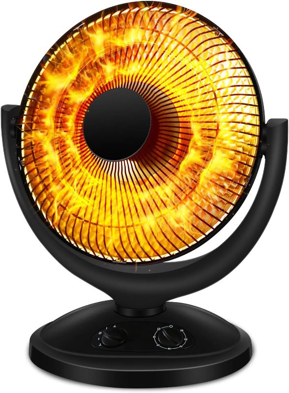 Photo 1 of Antarctic Star Space Heater, Portable Heater Electric Ceramic Small Heater Indoor Use Oscillating Radiant Dish Heater Overheat Protection Quiet with Adjustable Tilt For home or office, 800W Black
