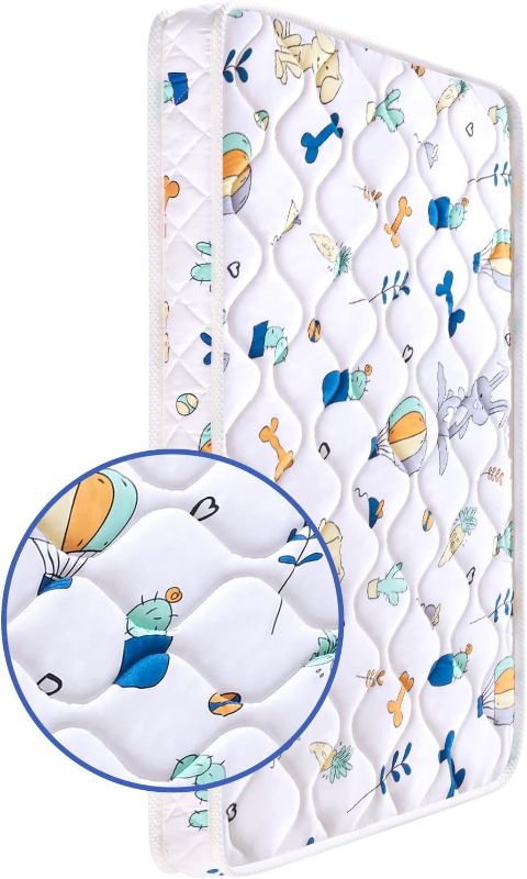 Photo 1 of Premium Foam " Mini Crib Mattress ", Thickened Design, Cartoon?3D Wrapped Edge - Comfortable and Firm, Soft Microfiber Fabric, Fits Most Mini Cribs
