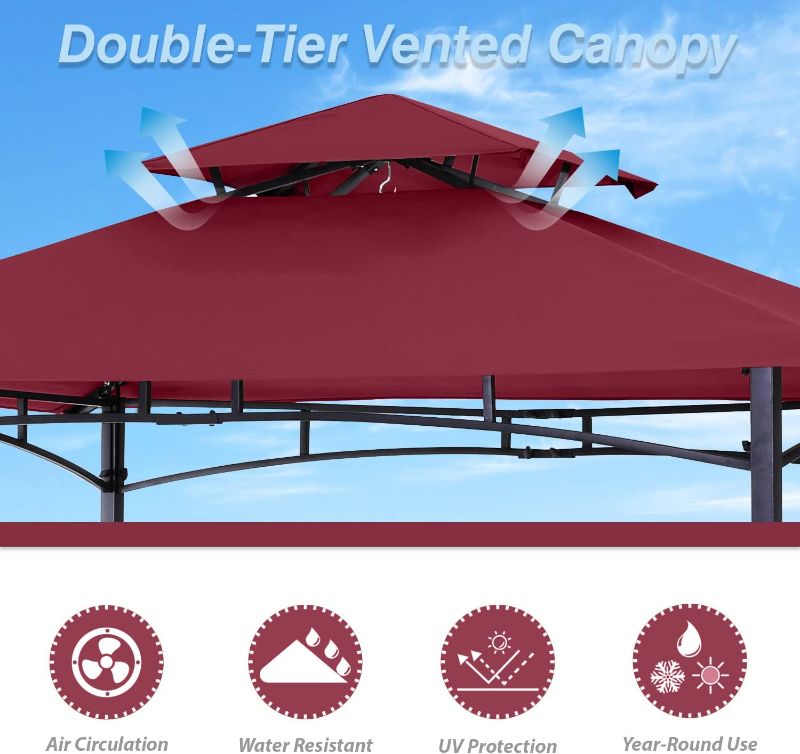 Photo 1 of ABCCANOPY 8'x 5' Grill Gazebo Shelter, Outdoor BBQ Gazebo Canopy with LED Light (Burgundy) Burgundy 8'x 5'