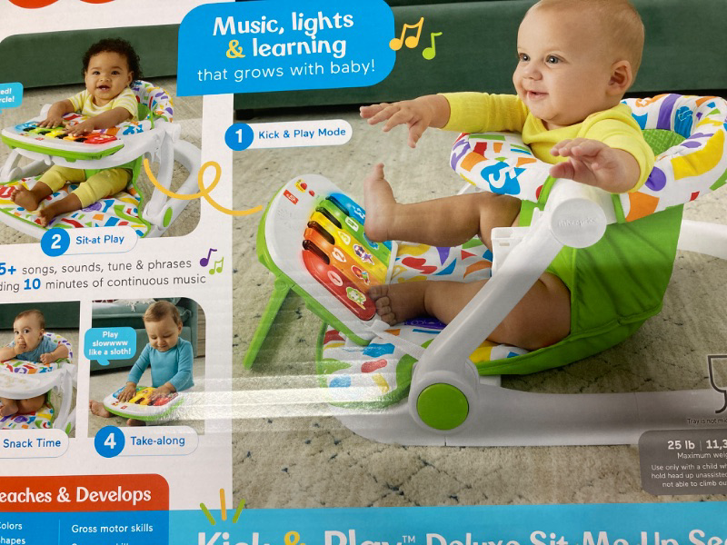 Photo 1 of Fisher-Price Portable Baby Chair, Deluxe Sit-Me-Up Seat with Kick & Play Piano Learning-Toy and Snack Tray for Babies and Toddlers