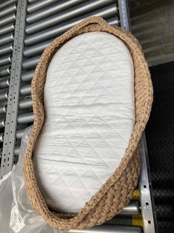 Photo 2 of Handmade Baby Changing Basket with a Soft Changing Pad and Waterproof Cover, Cotton Moses Basket, Changing Table Topper for Dresser | Boho Bassinet, Boho Baby Changing Basket,Baby Lounger