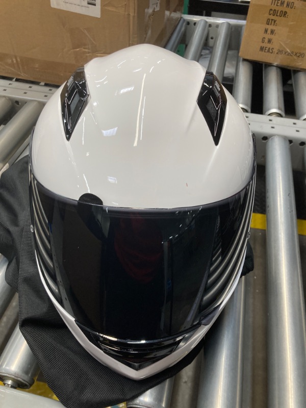 Photo 2 of VCAN VX Lightweight Full Face Motorcycle Street Bike Helmet with Extra Tinted Visor, Coolmax Technology & OTG Ready, DOT & ECE 22.05 Approved White Medium