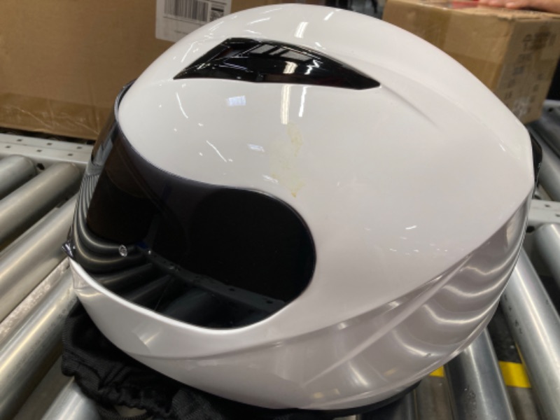 Photo 3 of VCAN VX Lightweight Full Face Motorcycle Street Bike Helmet with Extra Tinted Visor, Coolmax Technology & OTG Ready, DOT & ECE 22.05 Approved White Medium