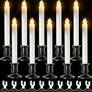 Photo 1 of  Flameless Taper Candles Christmas Battery Operated LED Candle Light Sensor Candles Christmas Electric Window Candles with Holders Suction Cups Yellow Light 8.7 Inch Tall (Ivory)