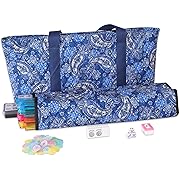 Photo 1 of American Mahjong Game Set, 166 Premium White Tiles, 4 All-in-One Color Rack/Pushers, Complete Mahongg Tile Set Blue Printed Carrying Bag
