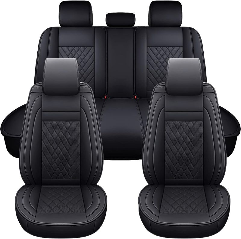 Photo 1 of  **Not Actual Photo**SPEED TREND Car Seat Covers – Premium PU Leather for Ultimate Comfort & Protection, Easy Installation and Universal Fit for Most Cars SUVs Trucks (ST-002 Full Set, Black)
