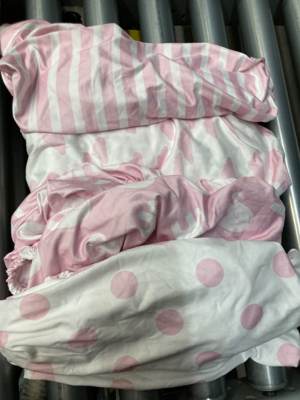 Photo 2 of Premium Baby 4 Pack Girl Pure Jersey Machine Washable Pink and White Changing Table Cover – Diaper Changing Pad Cover Sheets