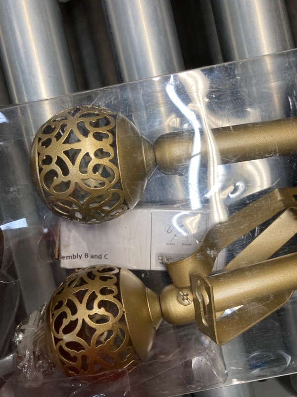 Photo 1 of Turquoize 2 Pack Gold Curtain Rods For Windows 48 to 84 inch Adjustable Decorative Single Curtain Rod Gold with with Hollow Ball Finials, 3/4 Inch Diameter, Gold, 48-84, 2 Pack 48-84" | 2 Pack Gold