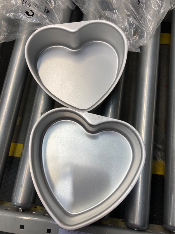 Photo 2 of  **Missing One** Nuogo 3 Pieces Heart Shaped Cake Pans 8 Inch Aluminum Cake Pans Heart Cake Mold Funny Cake Tins for Baking DIY Baking Mold Tool for Kitchen Birthday Valentine Day Wedding