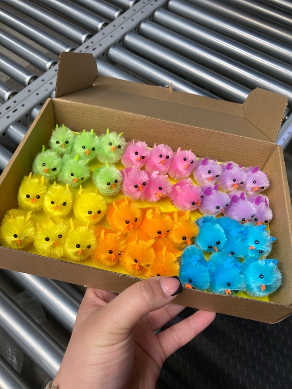 Photo 2 of 36Pcs Mini Easter Chicks 1.5 Inch Vibrant Colors Baby Chicks Tiny Chickens Fluffy Novelty Plush Toys for Easter Egg Hunt Easter Basket Stuffers Easter Party Favor Supplies