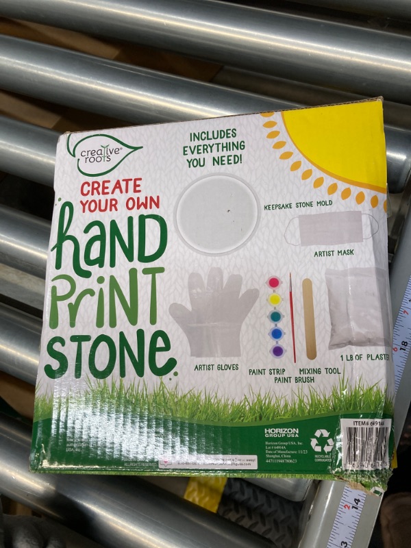 Photo 3 of Creative Roots Handprint Stepping Stone, Includes 7-Inch Ceramic Stepping Stone & 6 Vibrant Paints, Garden Stepping Stone Kit, Paint Your Own Stepping Stone, DIY Stepping Stone for Kids Ages 8+ Handprint Toy