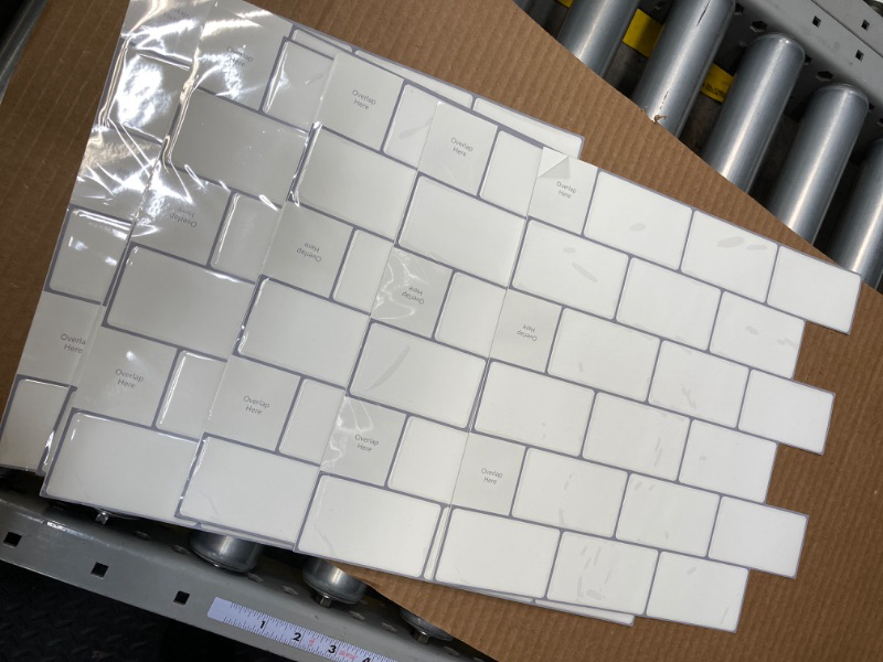 Photo 1 of Art3d Backsplash Tile for Kitchen Peel and Stick, 10-Sheet Stick on Subway Tiles for Kitchem, Bathroom Back Splashes, 12"x12", Warm White with Gray Grout