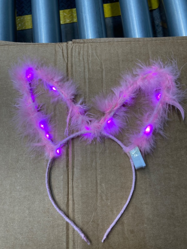 Photo 2 of 12 Pcs Easter Light up Bunny Ears Pink LED Ears Headband Easter Glow in dark Bunny Headband for Women Girls Easter Party Accessories