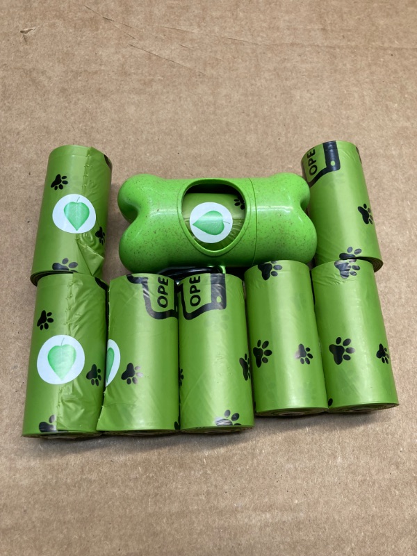 Photo 2 of Katoggy Dog Poop Bags, 8 Rolls, 120 Counts, 9 x 13 Inch Dog Poop Bags Rolls with Dispenser, Extra Thick, Leak Proof, Lavender Scented Poop Bags for Dogs and Cats 120 Count (Pack of 1) Green