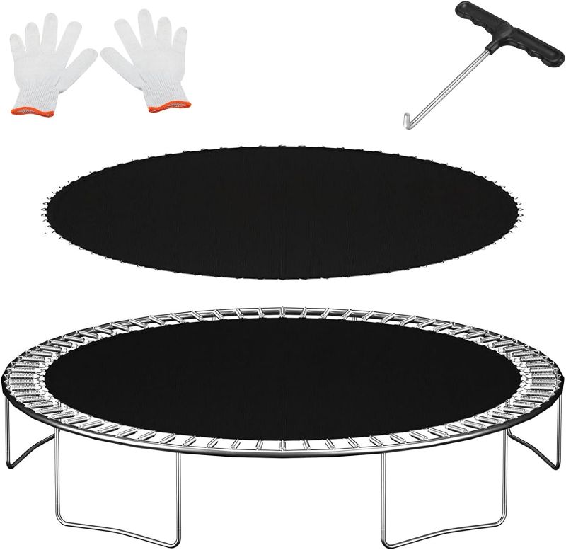 Photo 1 of Replacement Trampoline Mat Round Trampoline Pad Replacement Spring Mats Waterproof Jumping Pad Trampoline Parts with Spring Hook and Gloves, Fits Trampoline, Not Include Spring