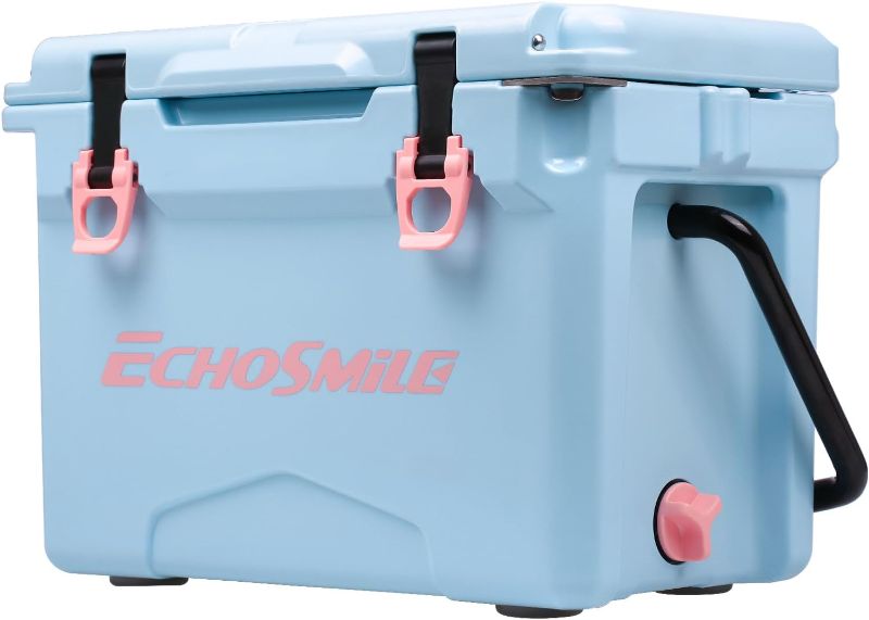 Photo 1 of EchoSmile Insulated Portable Cooler 12Qt, Rotomolded Cooler with Sealing Ring, Lightweight Ice Chest Box, Hard Cooler for BBQ, Beach, Drink, Camping, Picnic, Blue & Pink