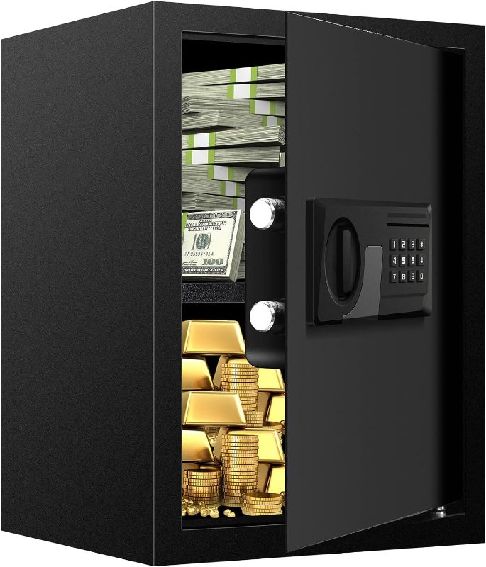 Photo 1 of 2.5 Cubic Feet Large Home Safe Fireproof Waterproof, Anti-Theft Digital Home Security Safe Box With Programmable Keypad Lock, Removable Shelf and Led Light?19.68" x 12.20"x 13.77"?
