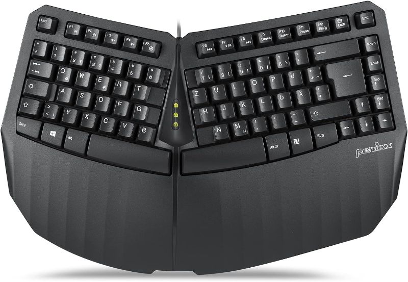 Photo 1 of Perixx PERIBOARD-413B US, Wired USB Ergonomic Compact Split Keyboard - 15.75x10.83x2.17 inches TKL Design - Black - US English