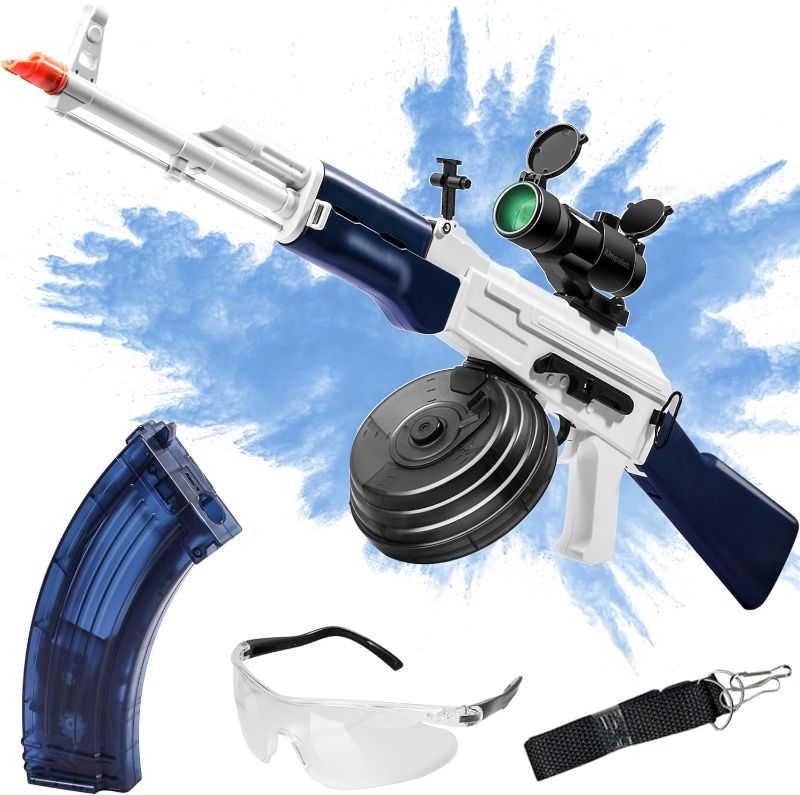 Photo 1 of Large AKM-47 Gel Ball Blaster - 200FPS and Shoot Up to 100FT Gel Ball Blaster, Double Shooting Modes, Suitable for Adults, Blue