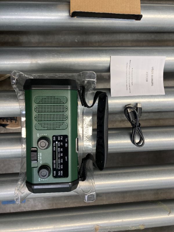 Photo 1 of 10000mAh Crank Radio, Emergency Radio, Solar Radio, NOAA/AM/FM Weather Radio, USB Type-C Charging, Dynamo Radio, Polymer Battery, Torch & LED Reading Light, SOS Alarm, Compass for Camping Green