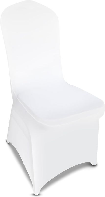 Photo 1 of 100 Pieces White Chair Covers - Versatile Stretch Polyester Spandex Dining Chair Slipcovers for Dining, Party, Wedding, Banquet, and More