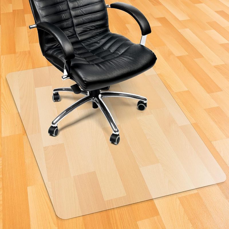 Photo 1 of Hardwood Floor,36 x 48 inches Rectangle Desk Durable Wood/Tile Protection Mat for Rolling Chairs, Studded Bottom