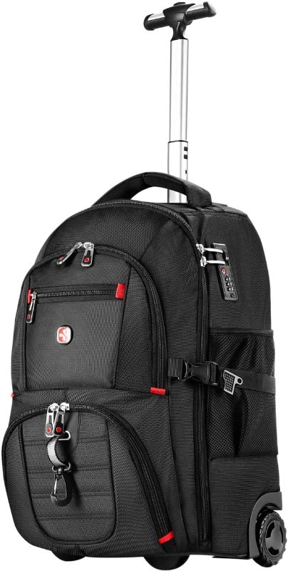 Photo 1 of 21x14x9 Rolling Backpack with Wheels - Water-Resistant, 17.3" Laptop Compartment, Ideal Carry-On for Overnight Travel, College, Work - Wheeled Business Backpack for Adults