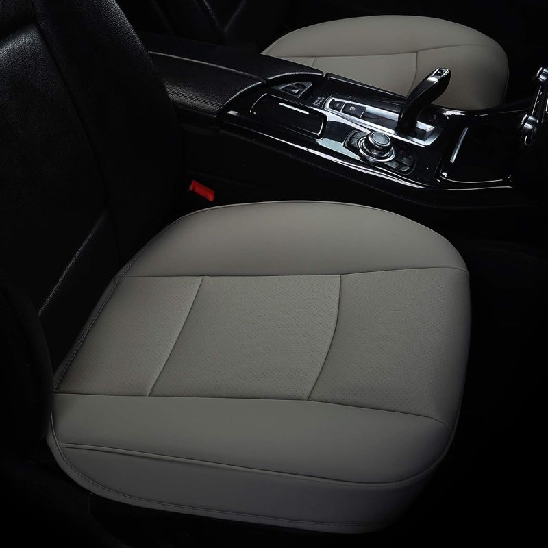 Photo 1 of Car Interior PU Leather Car Seat Cover Protector Front Car Seat Cover,Single Seat Cover (Width 20.8×deep 21×Thick 0.2 inch) (Gray) Taupe