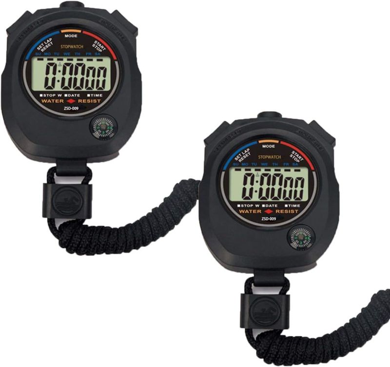 Photo 1 of 2 Pack Multi-Function Electronic Digital Sport Stopwatch Timer, Large Display with Date Time and Alarm Function,Suitable for Sports Coaches Fitness Coaches and Referees