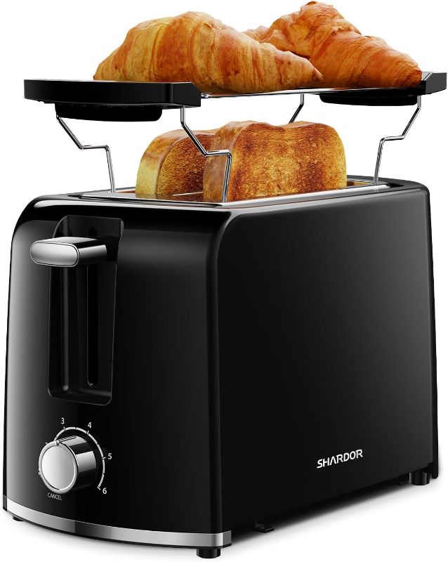 Photo 1 of Toaster 2 Slice with Warming Rack, 6 Bread Shade Settings, Removable Crumb Tray, High Lift Lever, Cancel Function, 1.25" Extra Wide Slots For Bagel & Waffles, Black