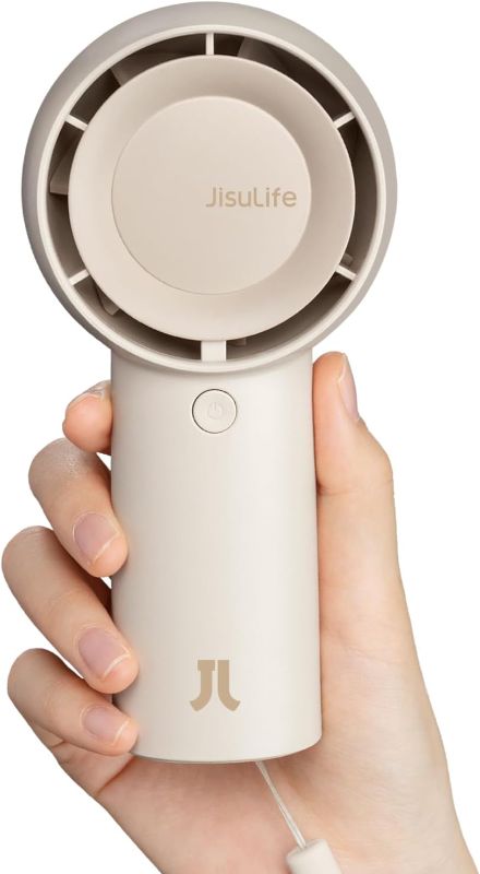 Photo 1 of JISULIFE Handheld Portable Turbo Fan [16H Max Cooling Time], 4000mAh USB Rechargeable Personal Battery Operated Mini Small Pocket Fan with 5 Speeds for Travel/Outdoor/Home/Office - Brown