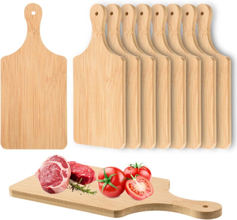 Photo 1 of 12 Pcs Thicken Bamboo Cutting Board Bulk 11x5 Inch Personalized Wood Chopping Board Customized Laser Engraving Serving Charcuterie Boards for Wedding Mother's Day Housewarming Gift,0.39" Thick